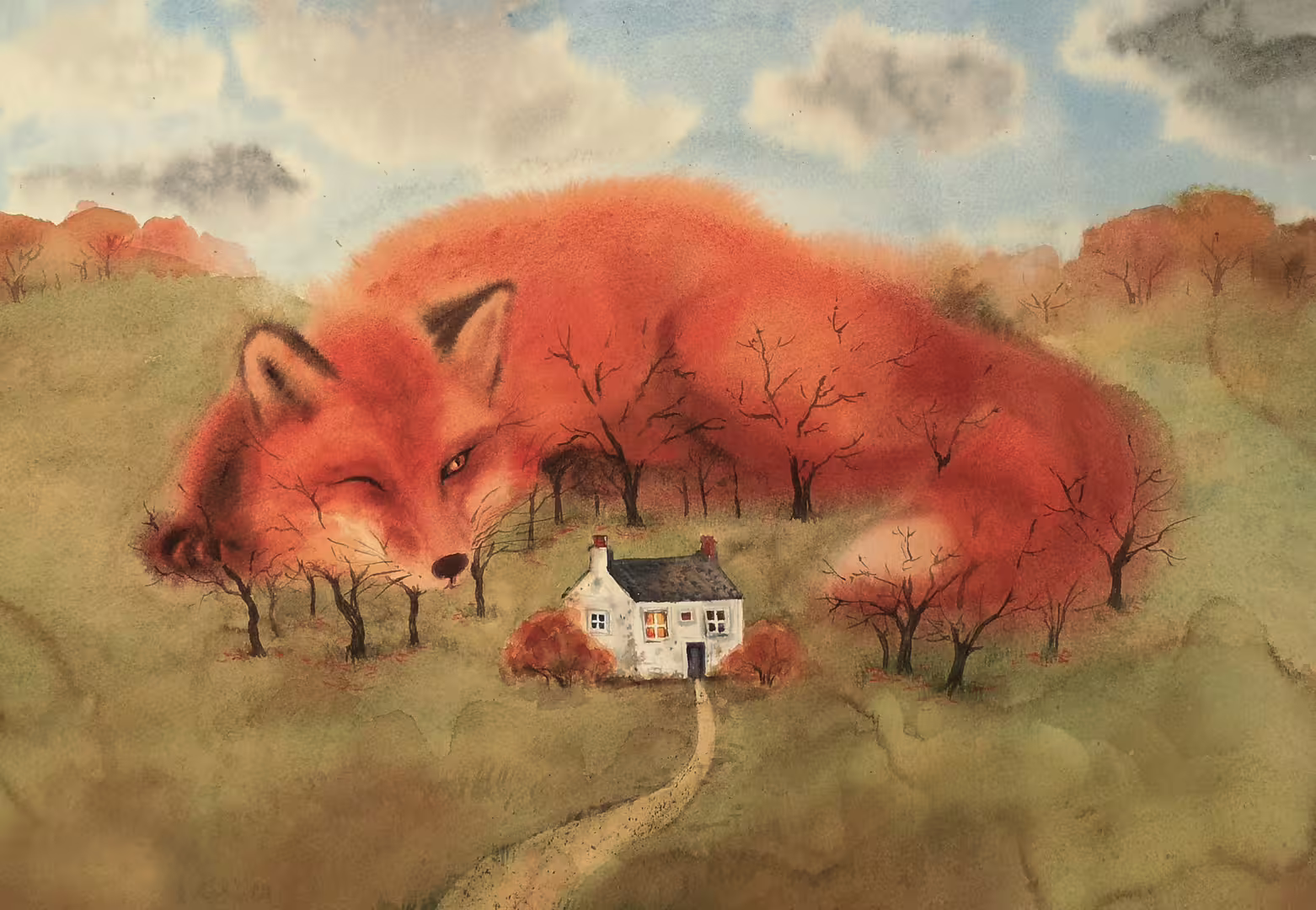 The fox is the guardian of the house watercolor by olga beliaeva.jpg
