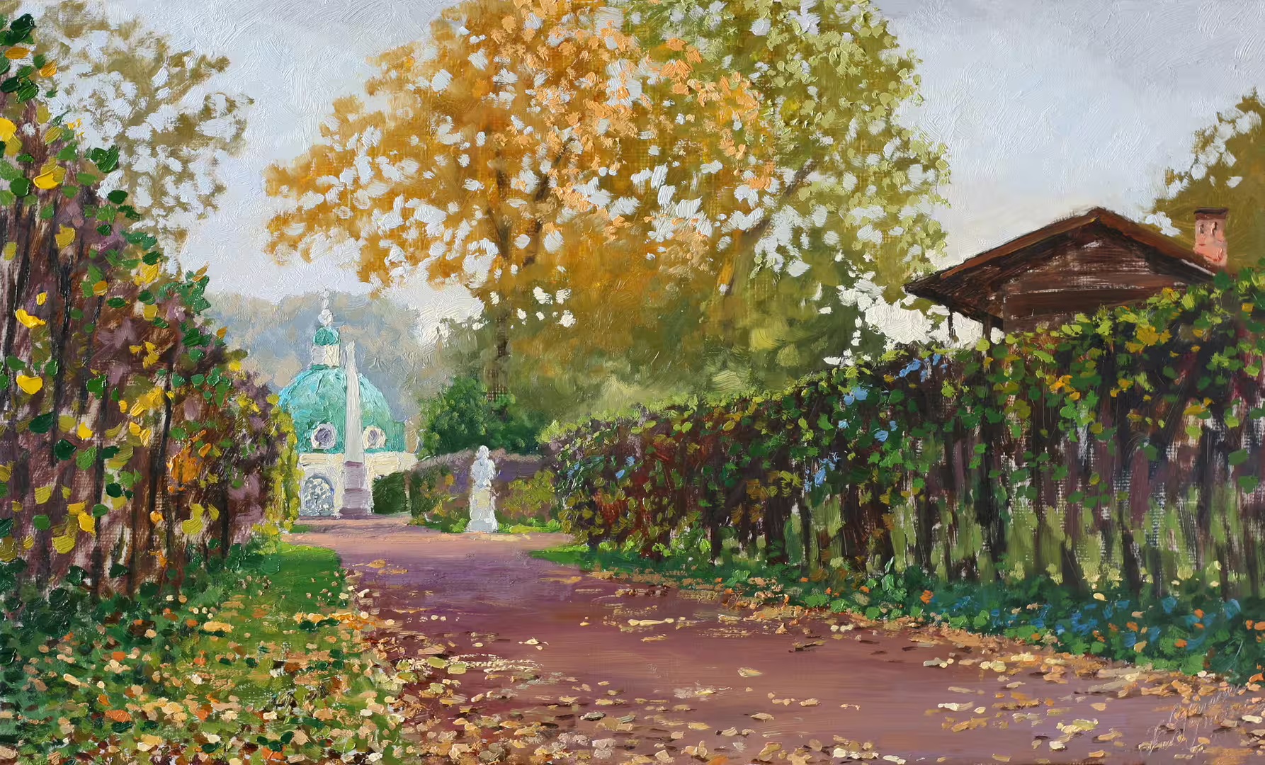 Усадьба Кусково осенью. 2020 г. холст масло 30х50 см 17000 р. торг..jpg