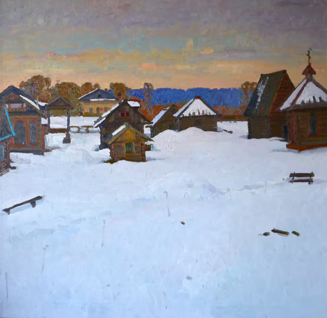 Нестерова А.М. Зимний вечер. х.м. 100Х95 см. 2016 г.JPG