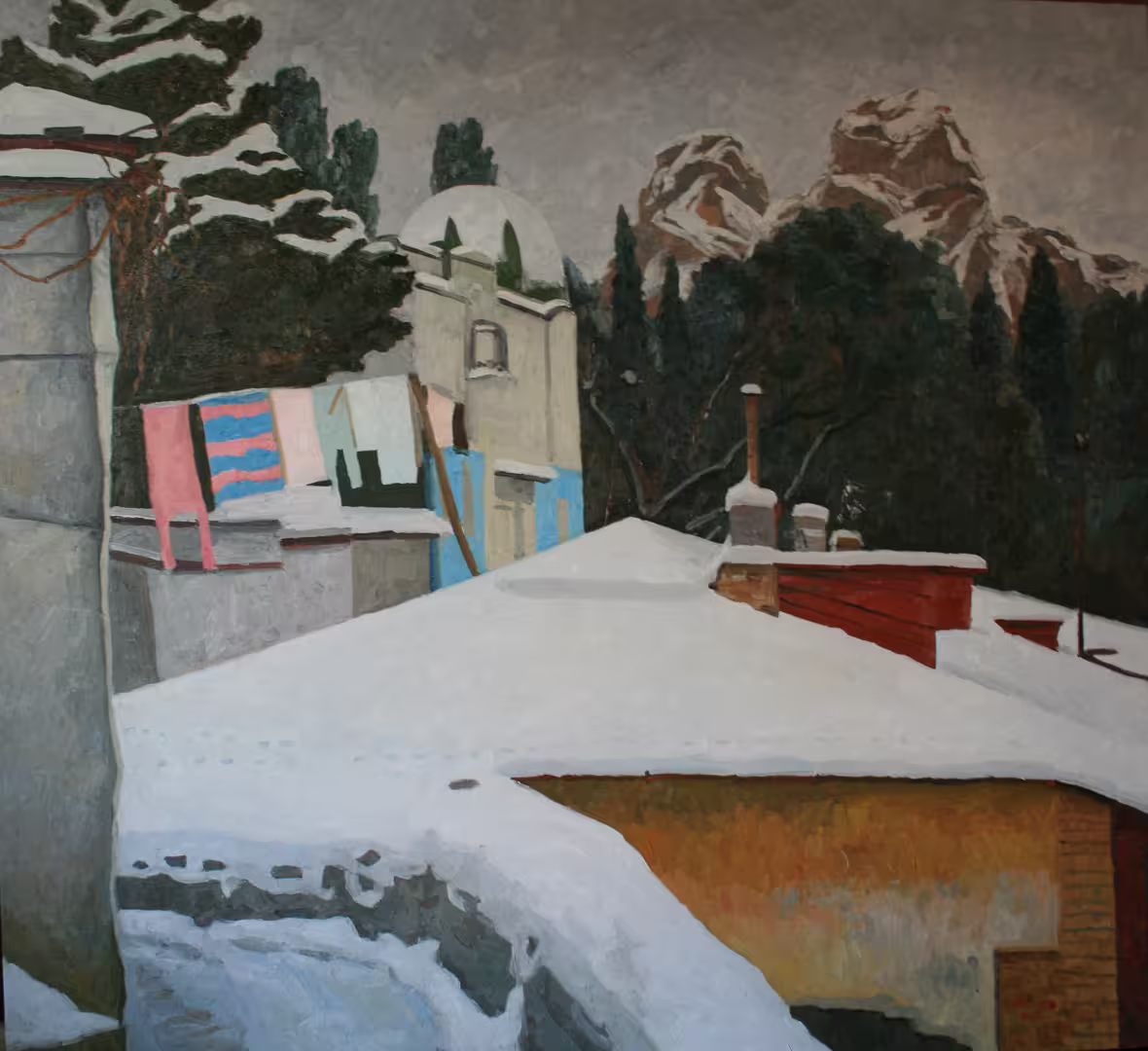 Нестерова А.М. Крыши. Зима в Гурзуфе холст.масло; размер 115Х125 см 2013 г..jpg