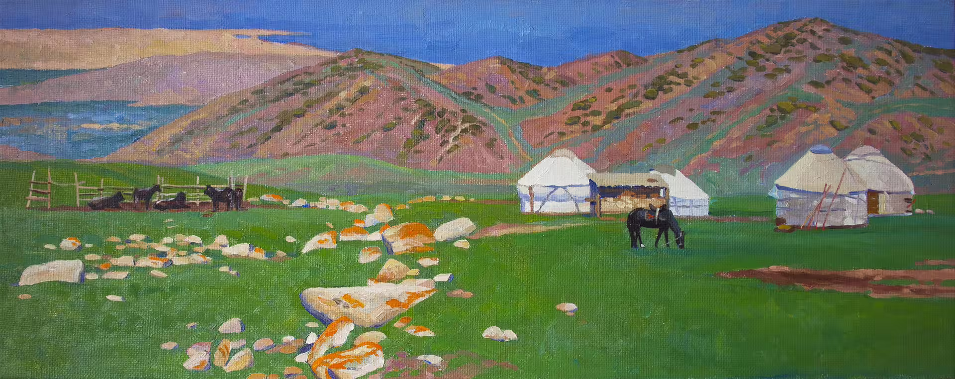 Нестерова А.М. Альпийские луга в Киргизии. х.м. 42Х107 см 2018 г..jpg