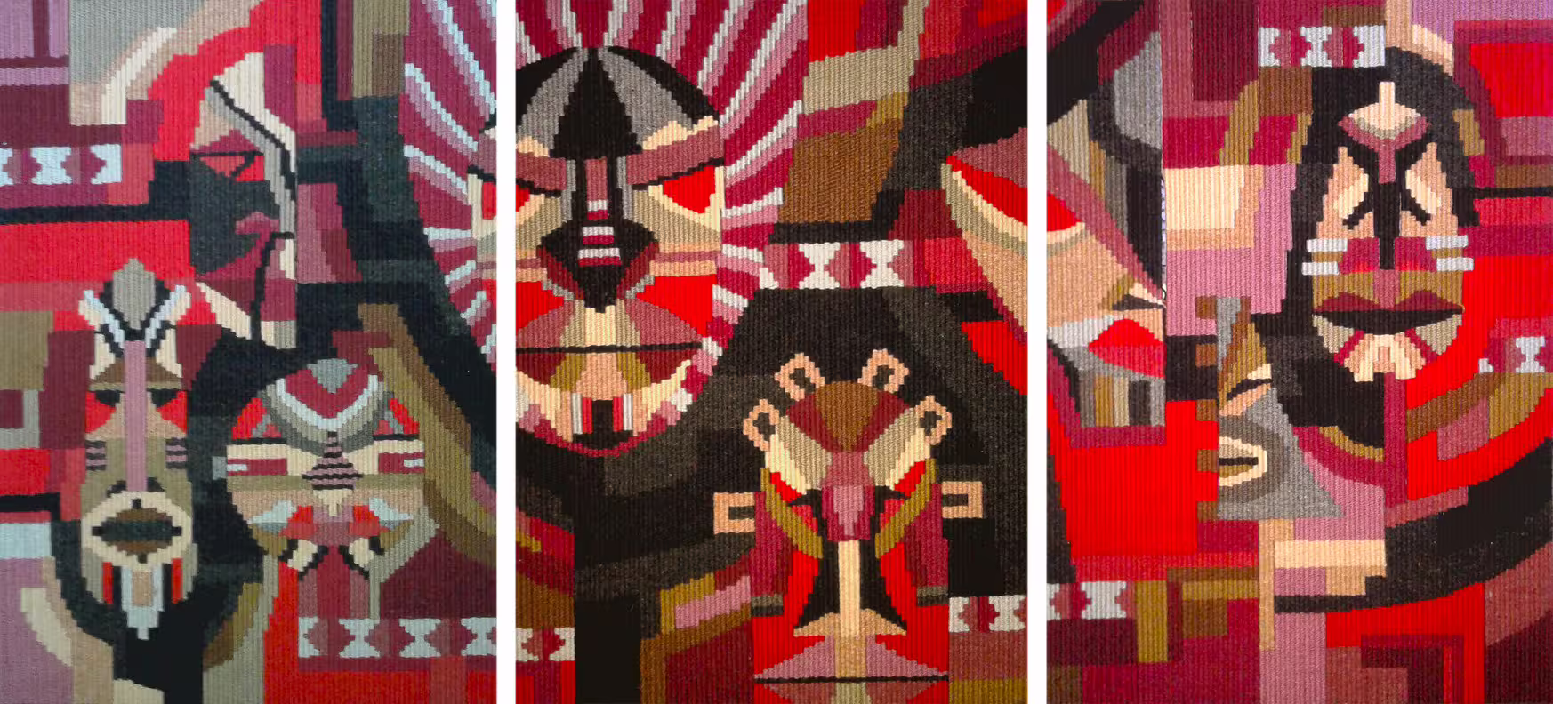 Булатова Анжелика Альфритовна, Триптих Гобелен =Защитники=, 2016, 70х90см, шерсть, ручное ткачество.jpg
