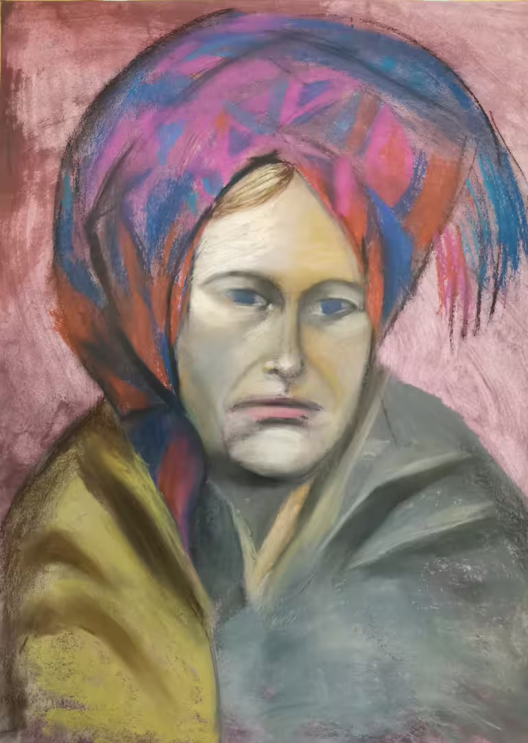 Женская голова с натуры. Бумага. Акрил. Сухая пастель. 55х75. Стоимость 55 тыс.jpg