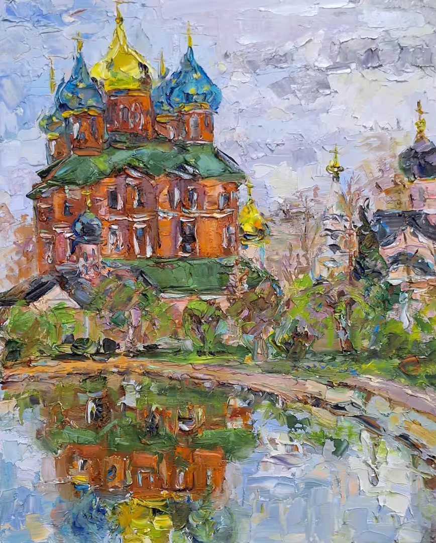 Самородова (Киселева ) Елена Идет апрель. Донской монастырь холст на картоне-масло 50-40 см.jpeg