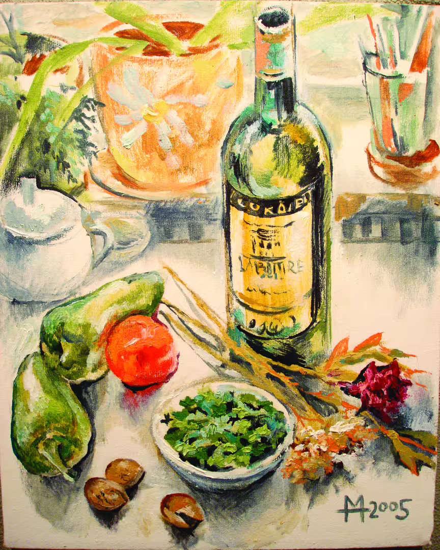Зелень, перцы и вино 50х40 2005.jpg