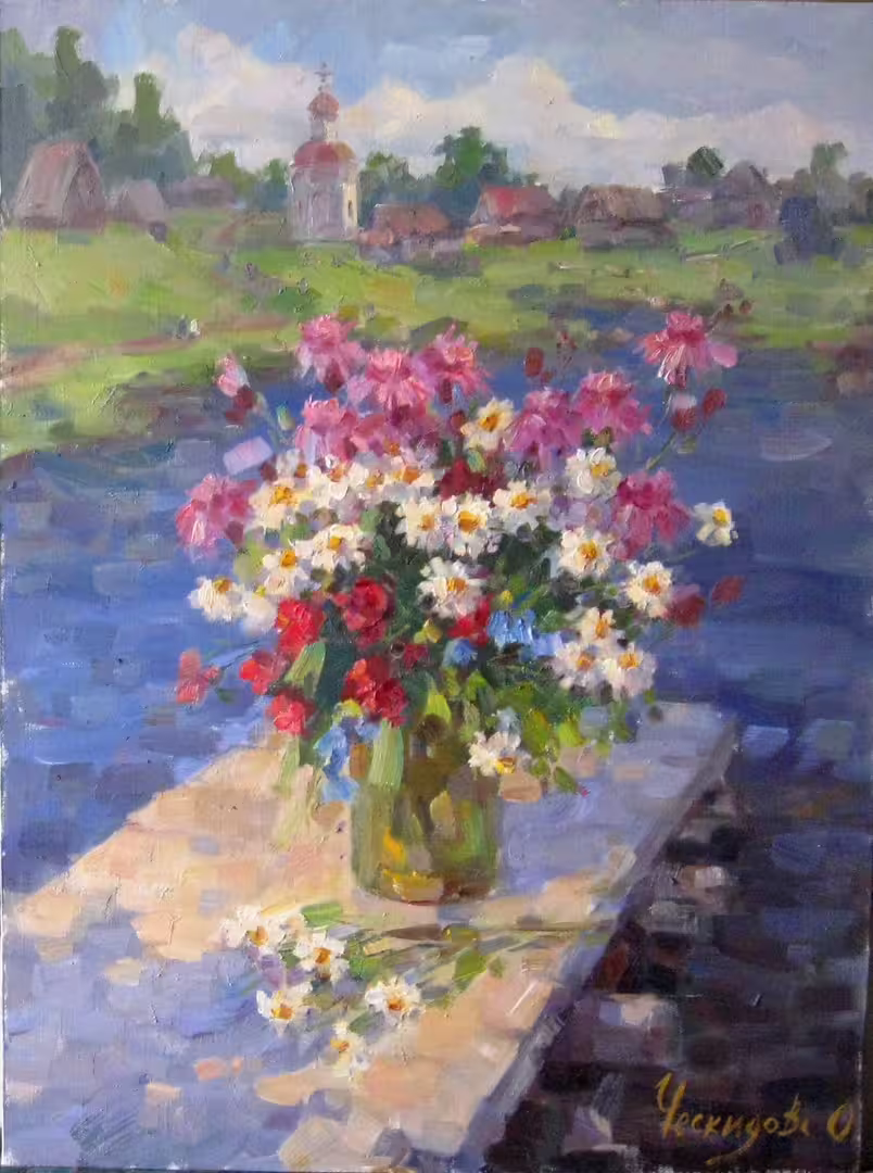 Ческидова О. Ю. г. р. 1967 Полевые цветы. Соловки. 2013 г. х. м. 80х60.JPG