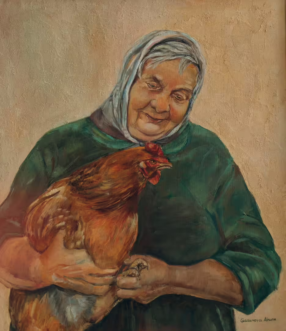 бабушка с курицей 70х60.jpg