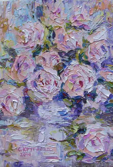 Розовые розы, холст  масло, 16 х 11 см. 2010 г..jpg