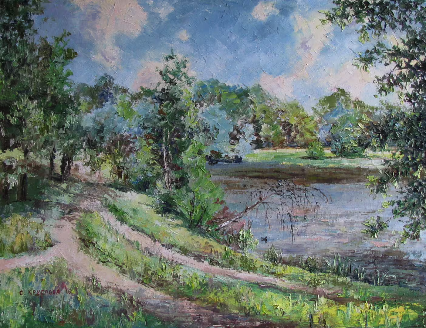 Жаркое лето на Лебедянском пруду,  холст  масло,  50 х 65 см.,  2016 г..JPG