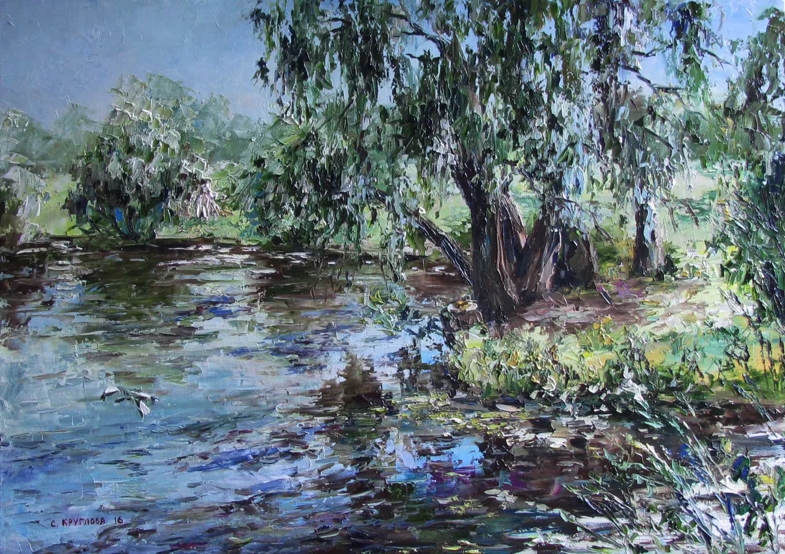 Декоративный пруд в Измайловском парке,  холст  масло. 50 х 70 см.,  2016 г..JPG