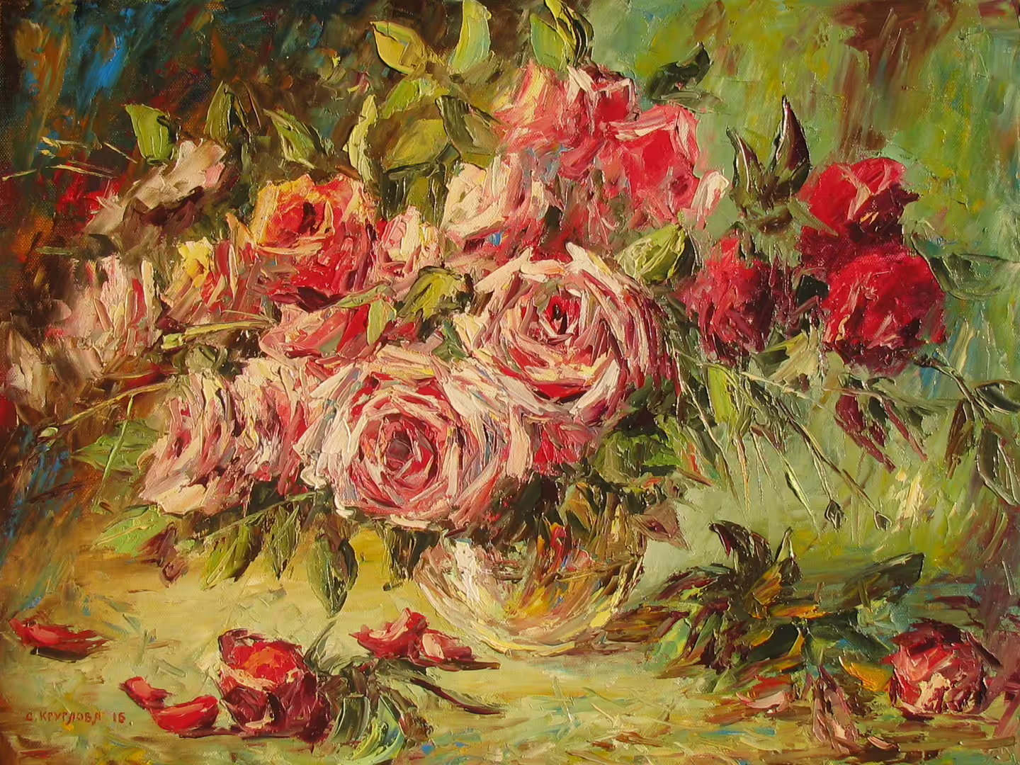 Розовое наслаждение,  холст  масло,  45 х 60 см.,  2016 г..JPG