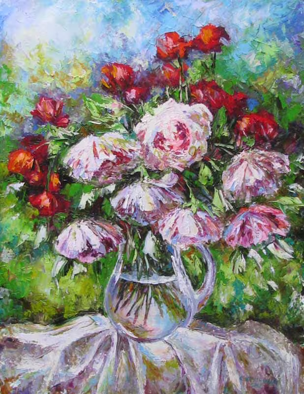 Розы и пионы,  холст  масло,  65 х 50 см.,  2012 г..jpg