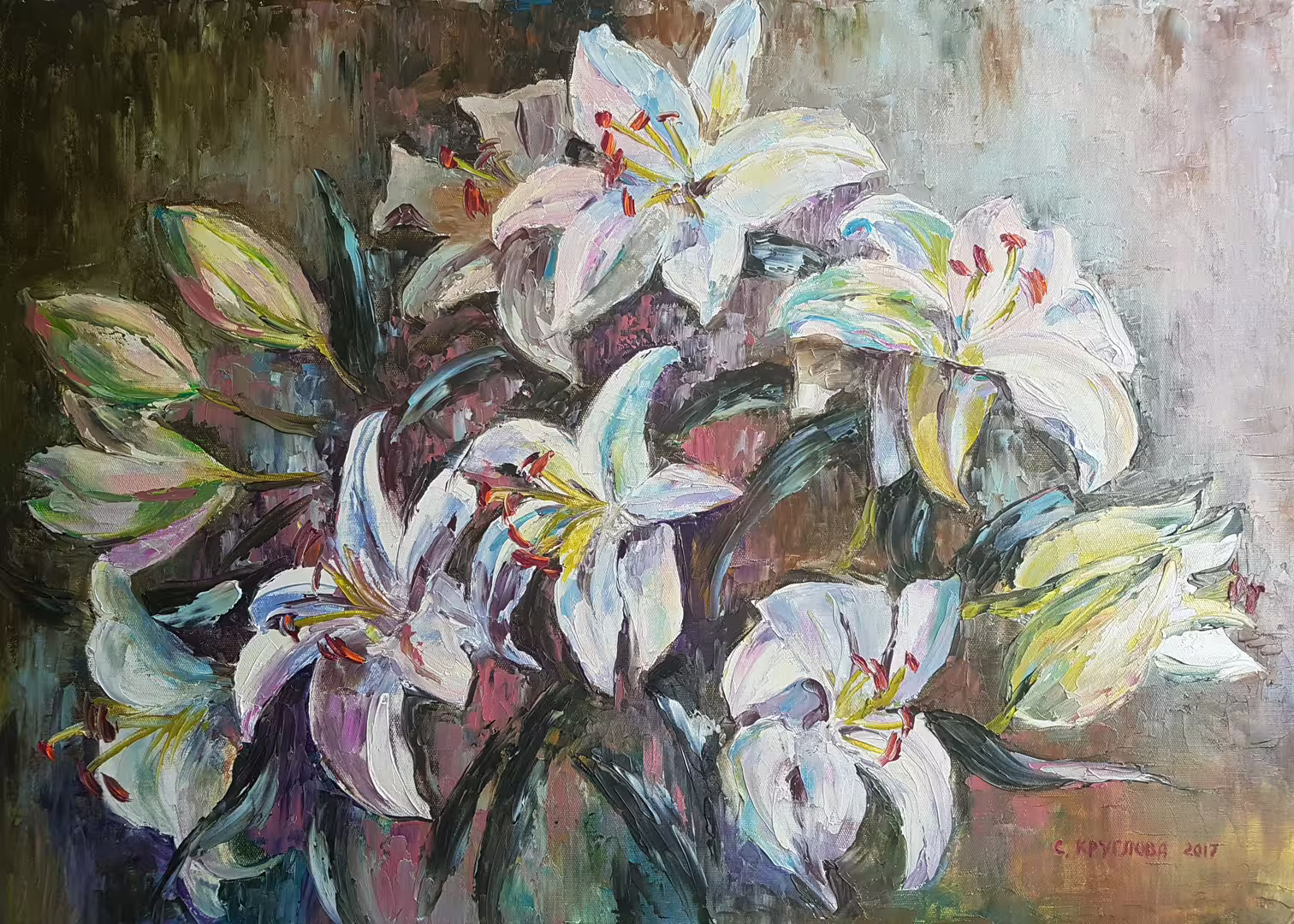 Королевские лилии,  холст  масло,  50 х 70 см.,  2017 г..jpg
