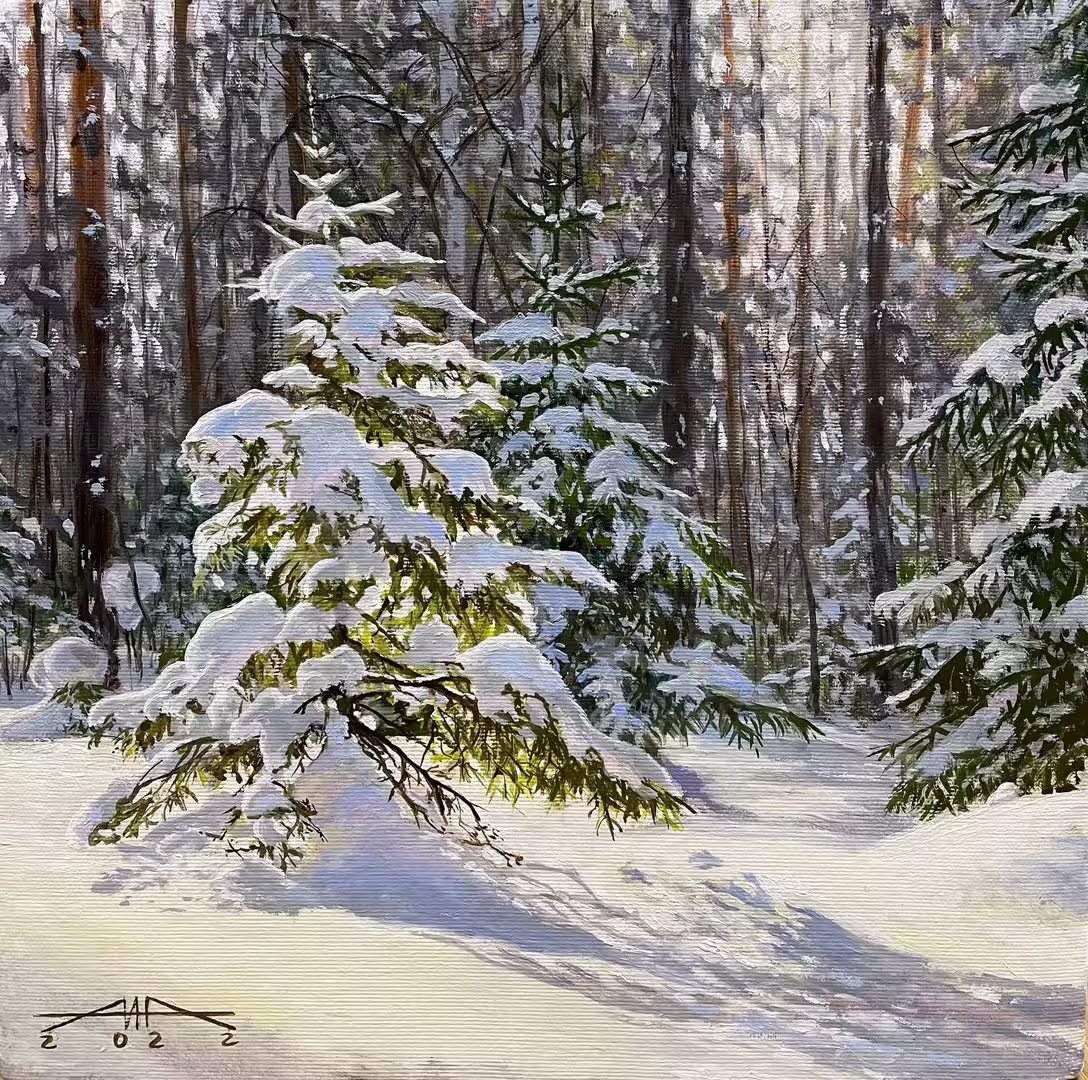 В лесу родилась ёлочка.Холст, масло.30х30см,.jpeg