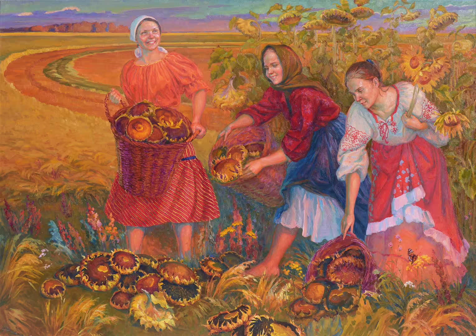 Жидков Олег Владимирович. г. Москва. Сбор подсолнухов. холст, масло 140х200 см 2019 г..jpg
