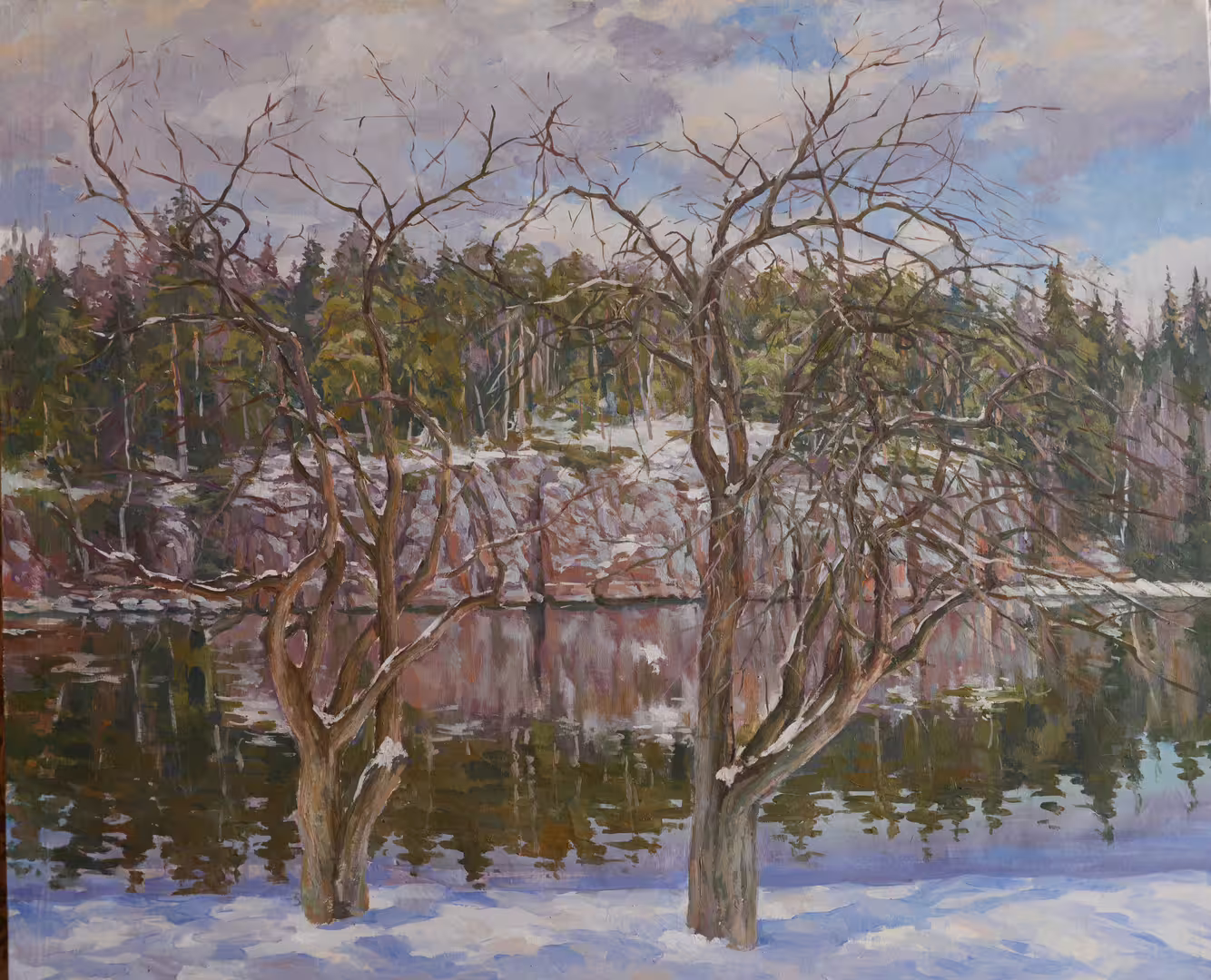 Жидков О. В. Зимний берег. Валаам. х.м 78х64,5 см 2010 г.jpg