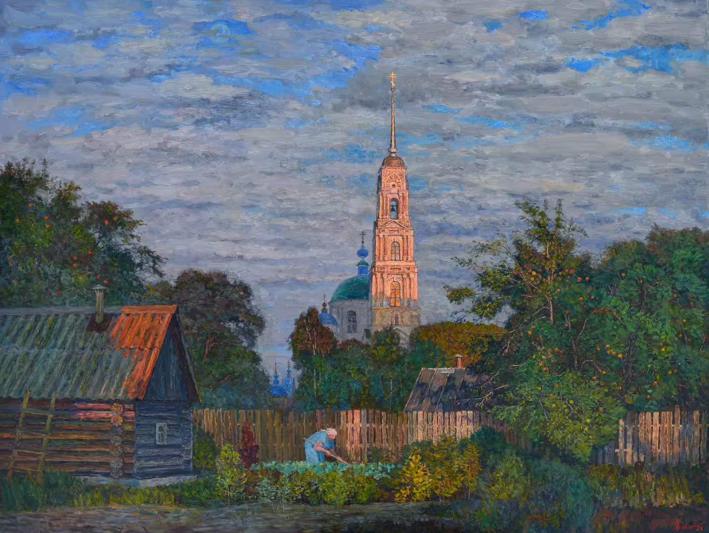 Мочалин А.Н. Давыдово. Уходящий вечер. 2023. Холст, масло. 120х160 .JPG