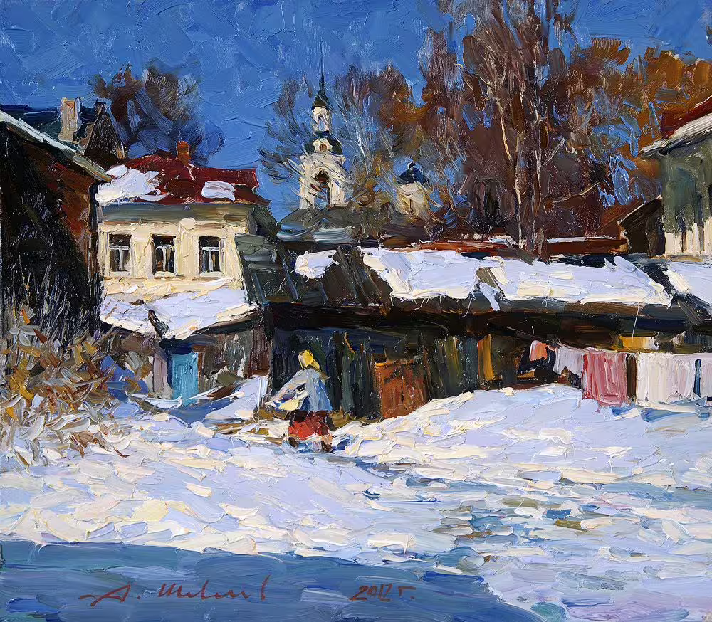 Ростовский дворик.Март. Оргалит,масло 30,5 х 34,7 см.2012.jpg