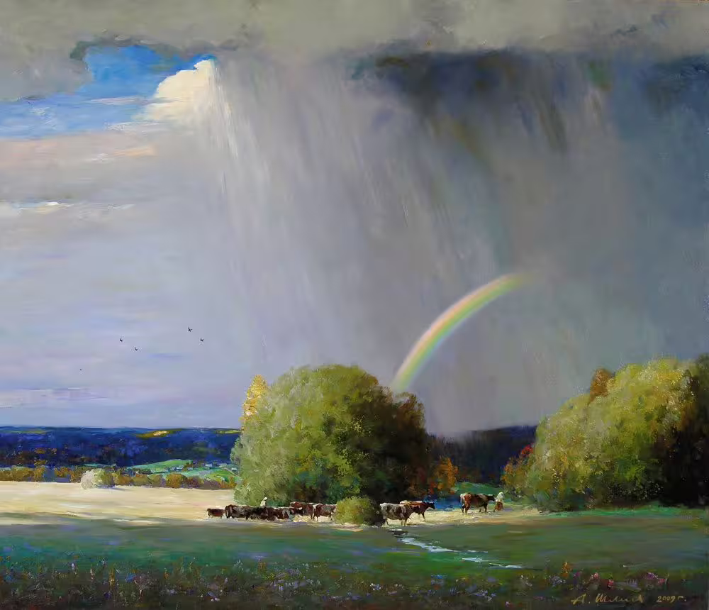 Пейзаж с радугой.Холст,масло 86,4 х 98,8 см.2009.jpg