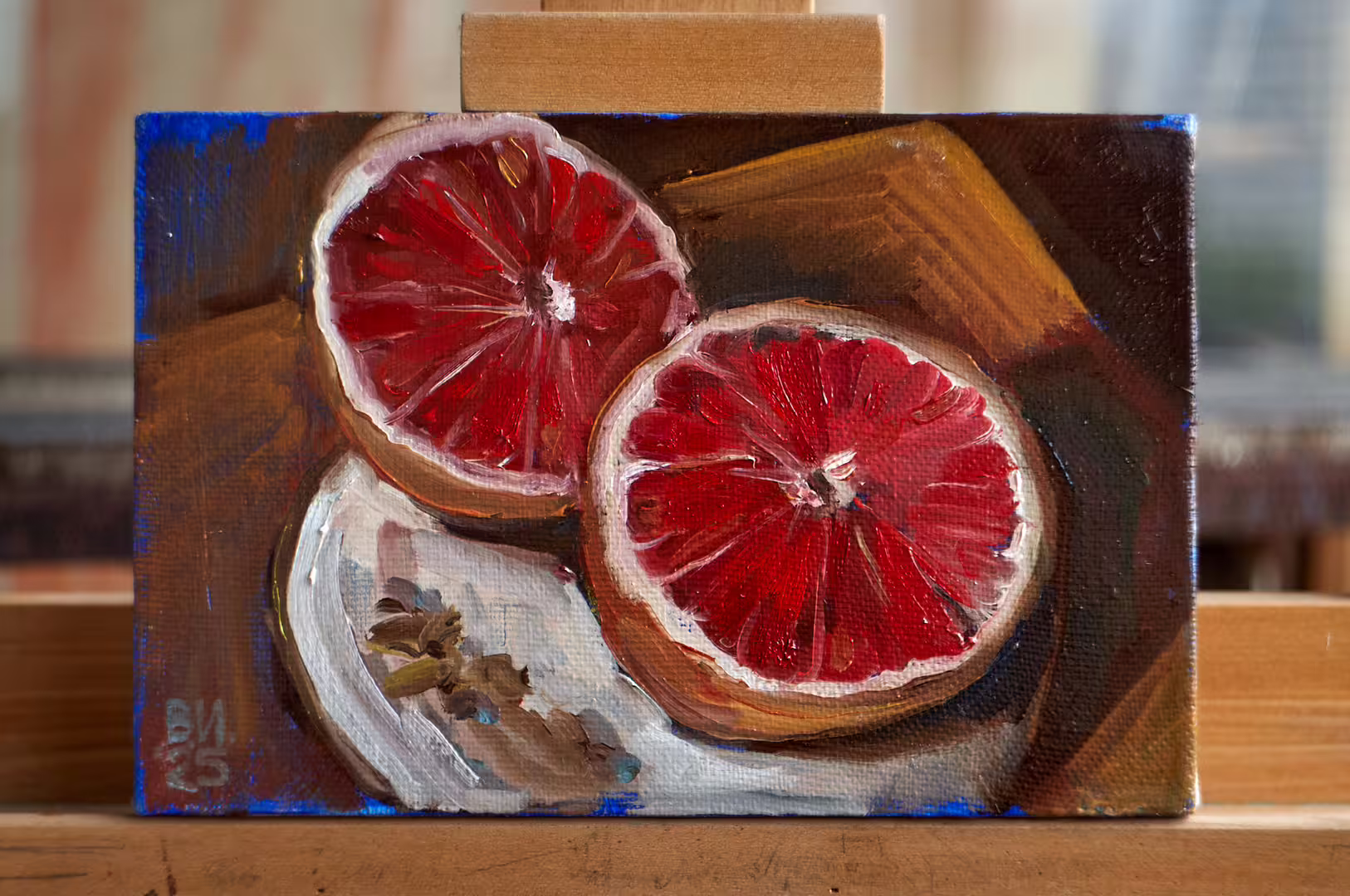 «Грейпфрут на тарелке», х.м., 30×20.jpeg