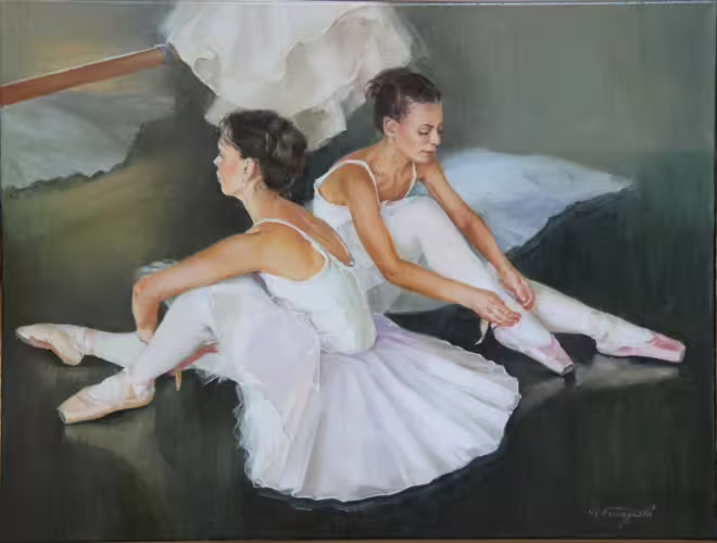 Балет Подруги Ballet Girlfriend Le ballet D'une amie Ballett Freundin 2016 холст масло 60 х 80.jpg