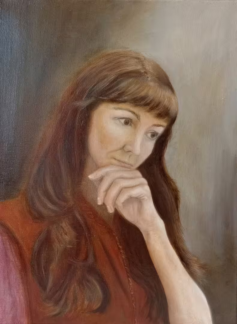 Клюкина Светлана. Девушка в задумчивости. Холст-масло. 30 см х 40 см. 2025г.jpg