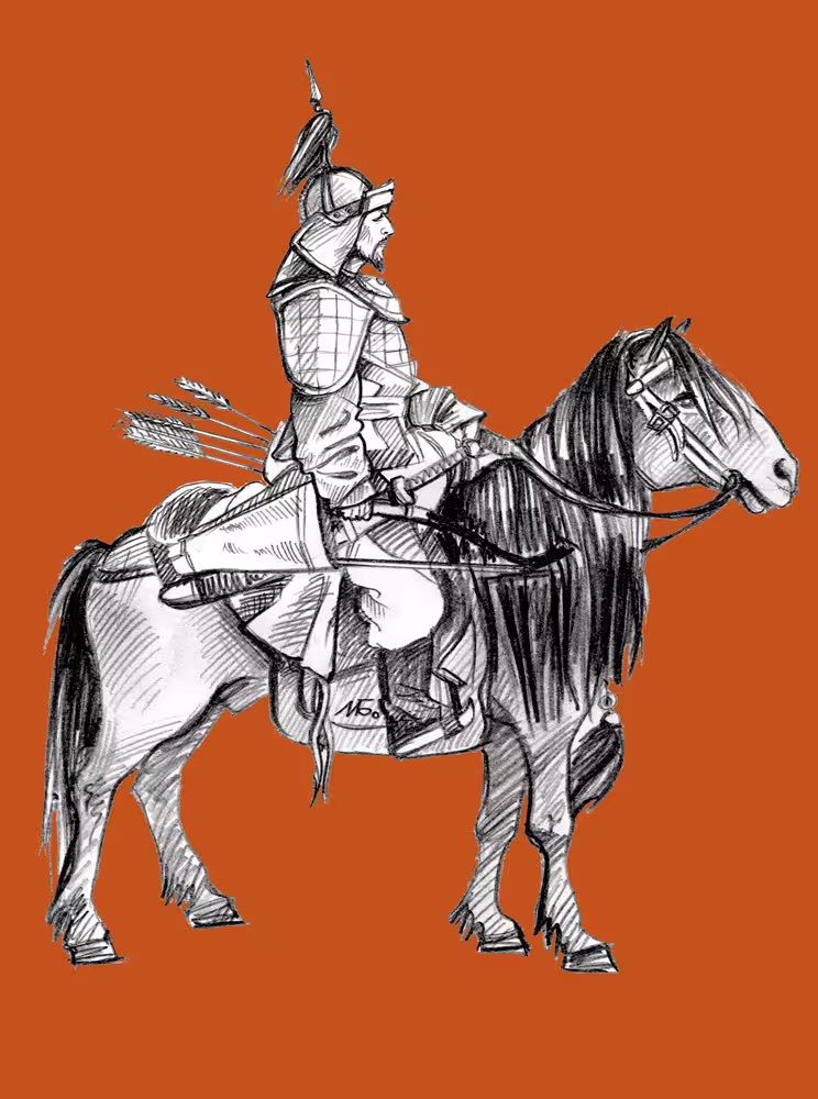 Монгольский лучник - для проекта Русская история. бум., графитный карандаш.  2022 г..jpg