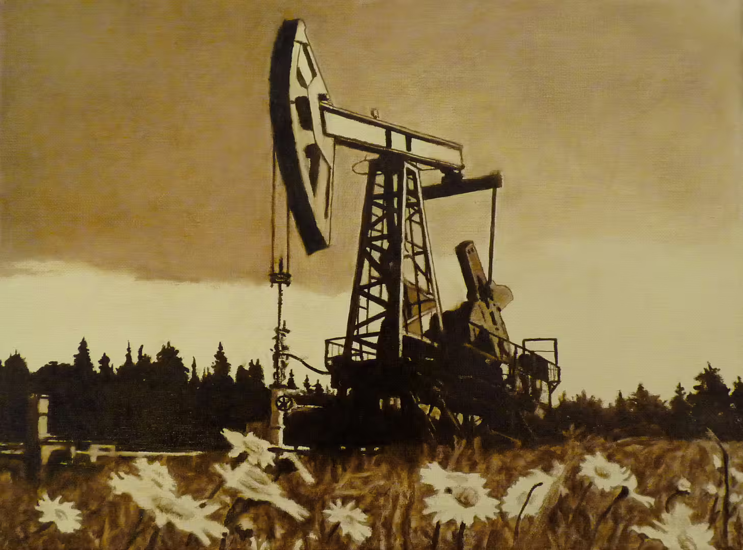 Нефть и ромашки, холст, нефть, 40х30.JPG