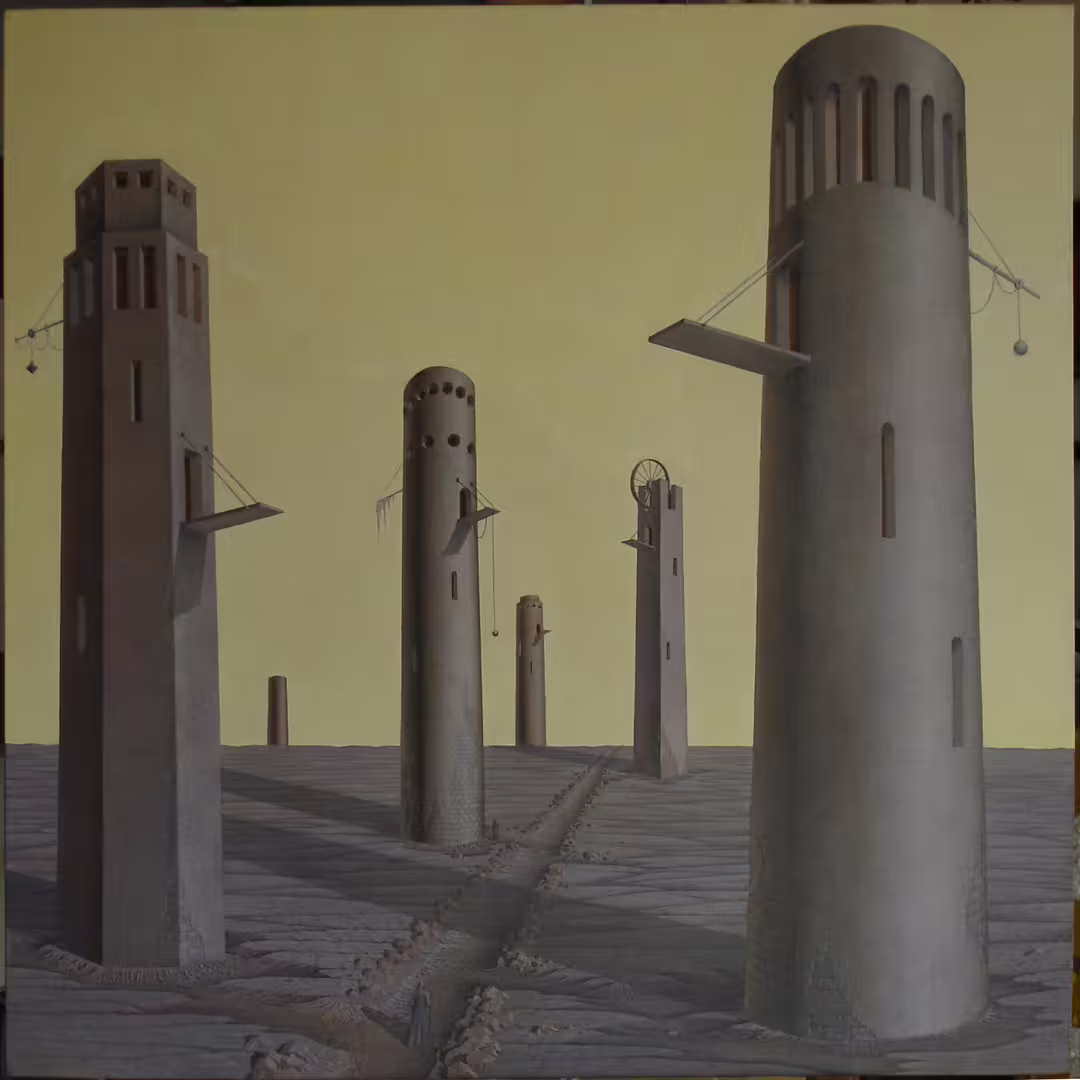 Roads-Towers.91 х 91  canvas, oil.2005..jpg
