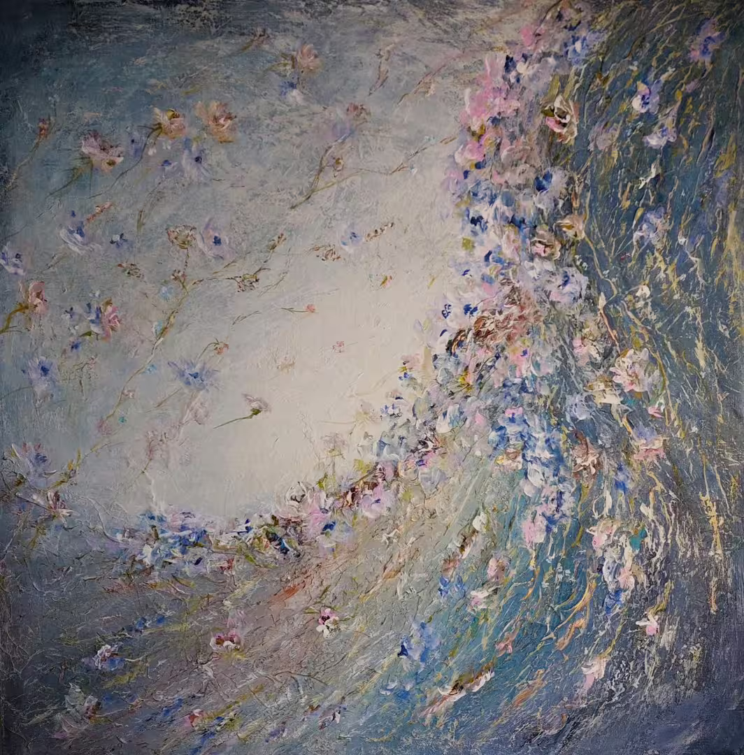 Рожкова Наталья.Бегут часы, недели и года. холст80х80. mixmedia art. 2023г.jpg