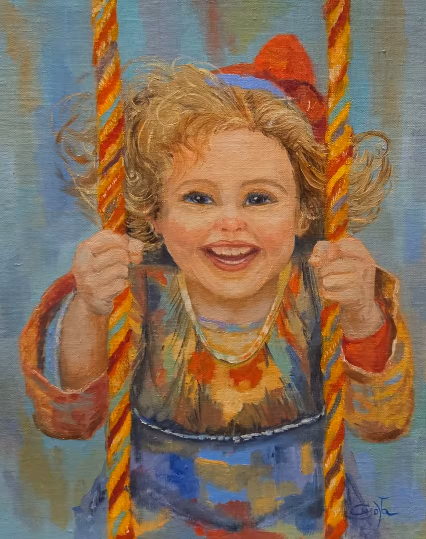 Сизова Инна , На качелях, холст на картоне, 50х40, масло, 2024.jpg