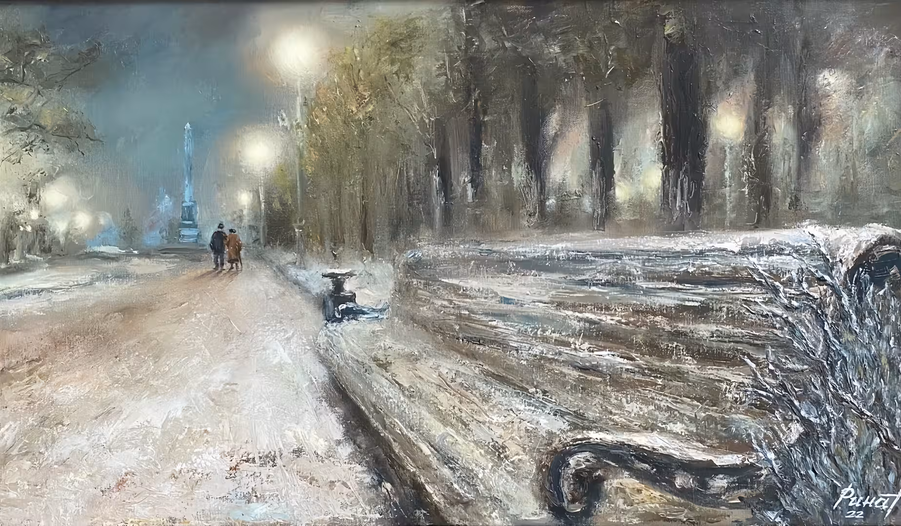 Хабибулин. Романтическая прогулка сквозь года. 68х40. Холст на подрамникес рамкой. 45000 руб. 2022 г..jpeg