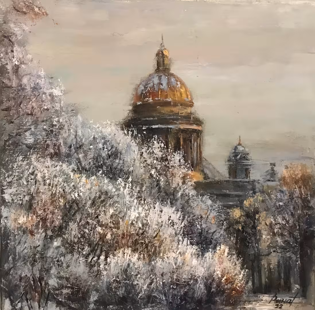 Хабибулин. Исаакиевский Собор зимой. 48х48. Холст на подрамнике с рамкой. 45000 руб. 2022 г..jpeg