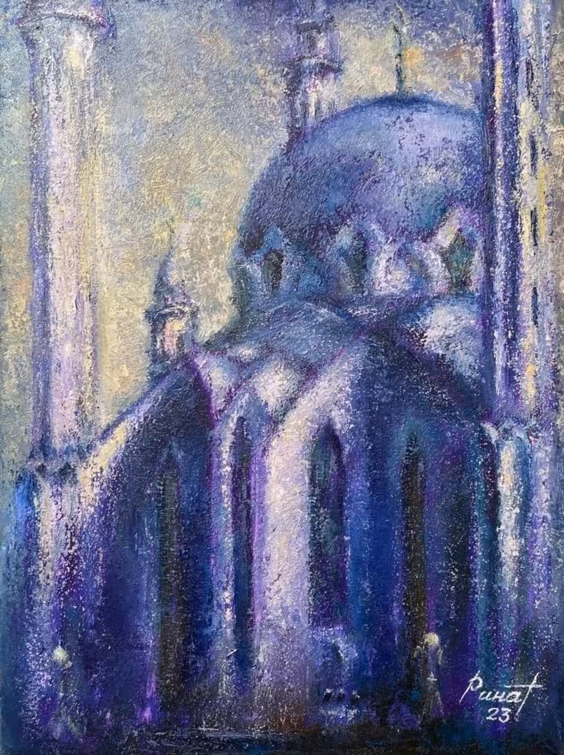 Хабибулин Ринат. Кул-Шариф.Ночь. 77х57. Холст на подрамнике. 60000 руб. 2023 г..jpg