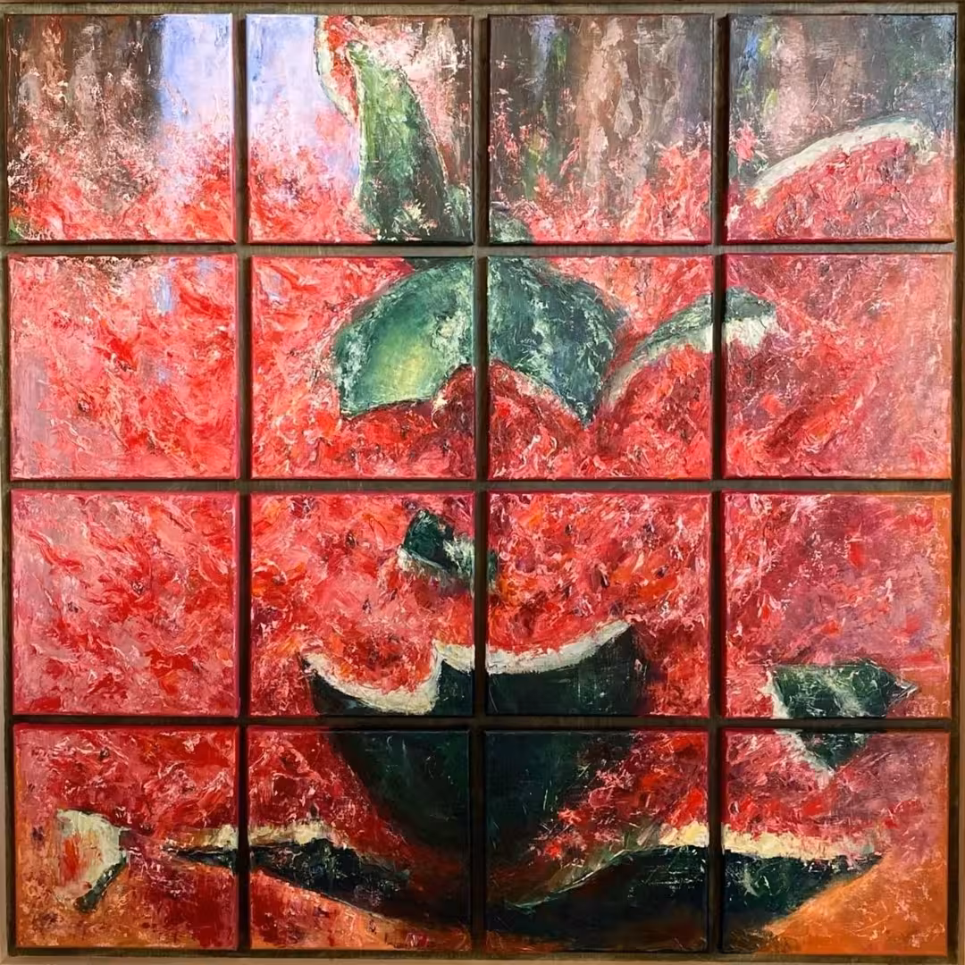 Хабибулин Ринат. Взрыв сочности. 107х107. Холсты на фанере. 85000 руб. 2025 г..jpg