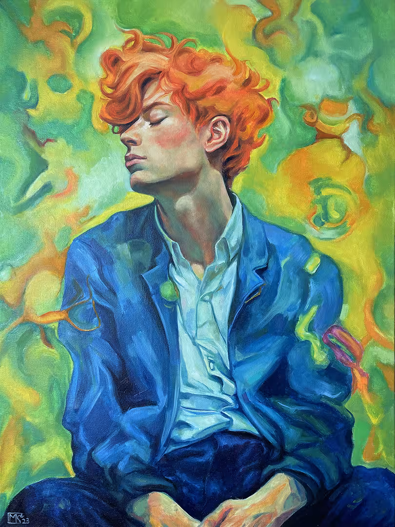 Клементьева Мария Green dream red boy холст масло 80х60 см.jpg