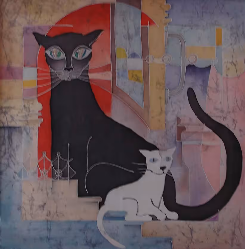 Zikova Margarita. Cats. Silk. Batik..jpg