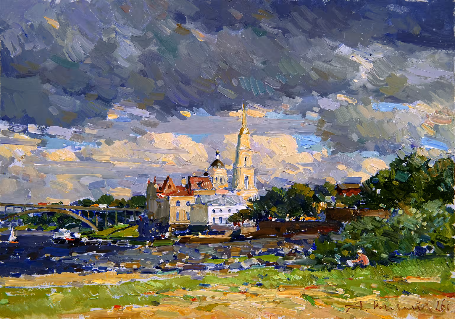 1.Рыбинск. На берегу. Картон, масло 21 х 29, 6 см. 2026.jpg