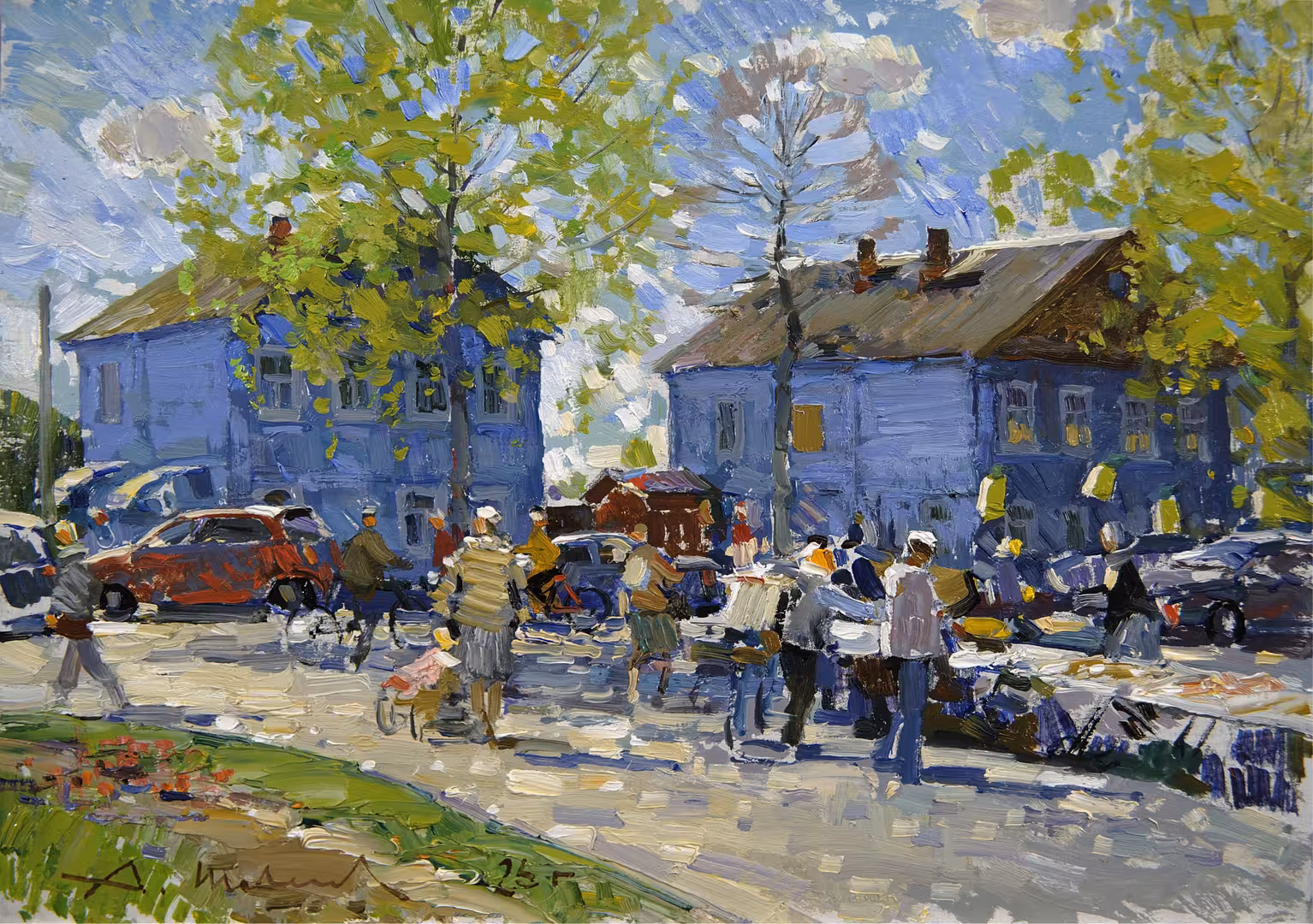 1.В мае. базарная улица. Картон, масло 20, 8 х 29, 7 см. 2026.jpg