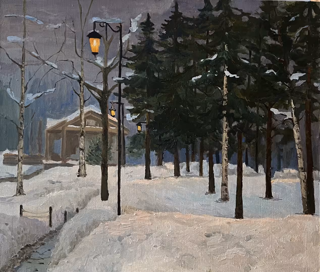Зимний вечер на Ближней даче 60х70.jpg