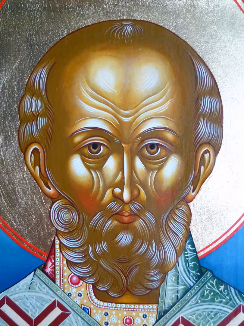 Икона Николай чудотворец Угодник Художник иконописец Татьяна Середа_Icon Saint Nicholas the Wonderworker_Antique wooden icon board, gold leaf, tempera paints,  varnish.JPG