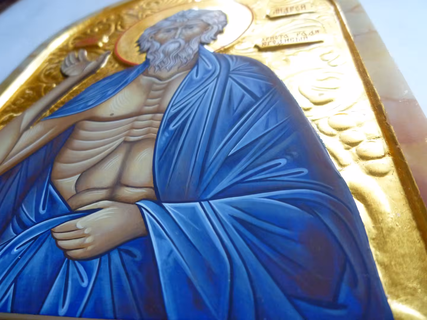 икона рукописная святой Андрей юродивый_St. Andrew the Fool For Christ (St. Andrew of Constantinople)_Epoxy base, natural amber, natural Gold leaf, acrylic primer, tempera paints_16,5 х 21 cm_.JPG